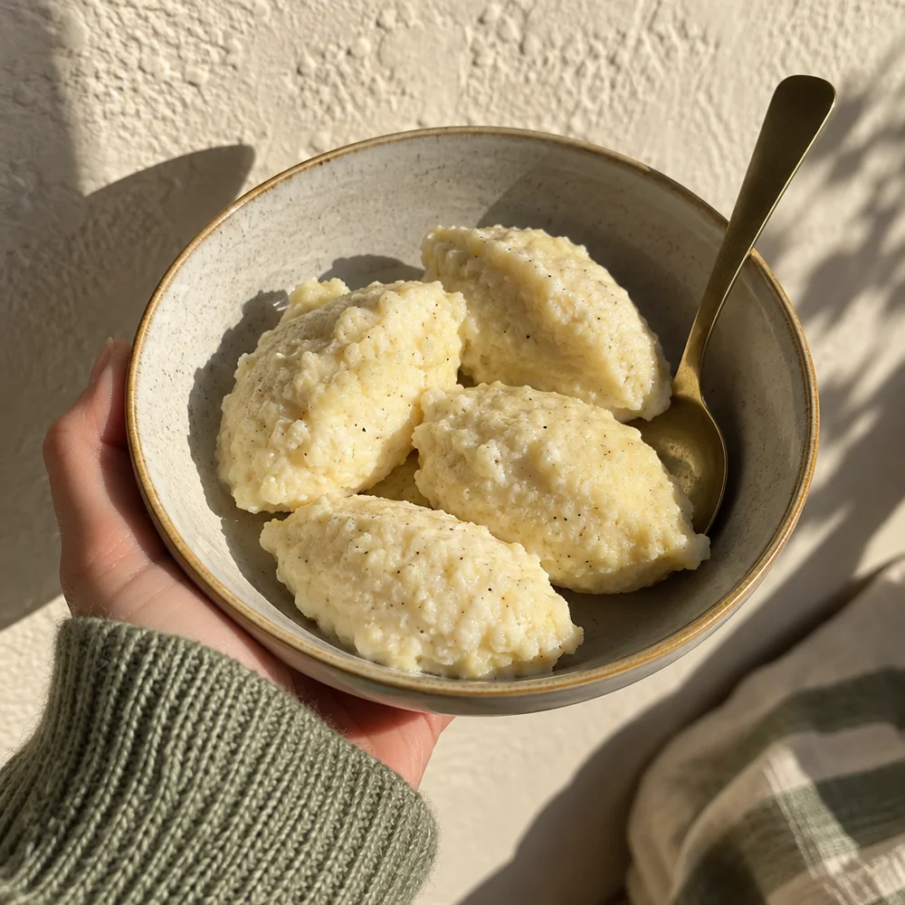 High-protein vanilla quark dumplings