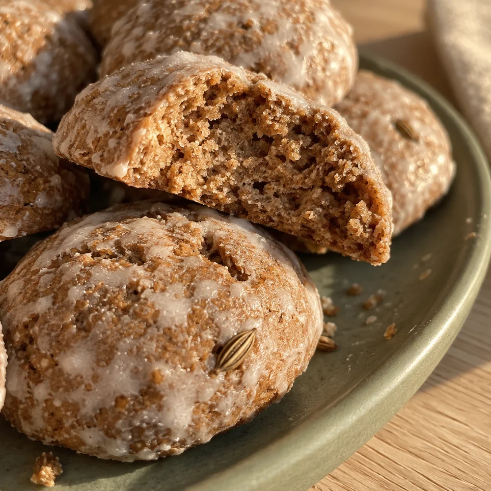 Honey Pfeffernüsse (spiced gingerbread drops) with rye flour and aniseed
