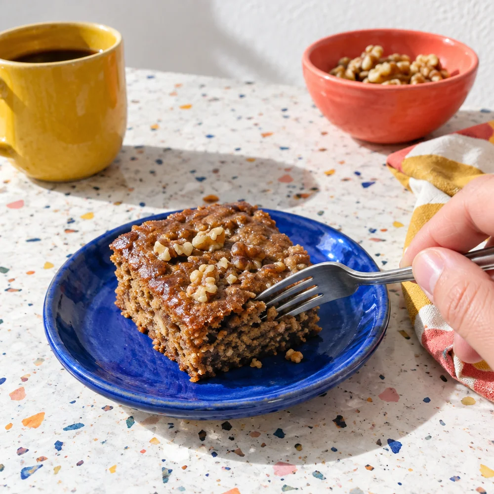 Honey Lebkuchen (German gingerbread) traybake with wholemeal spelt and walnuts