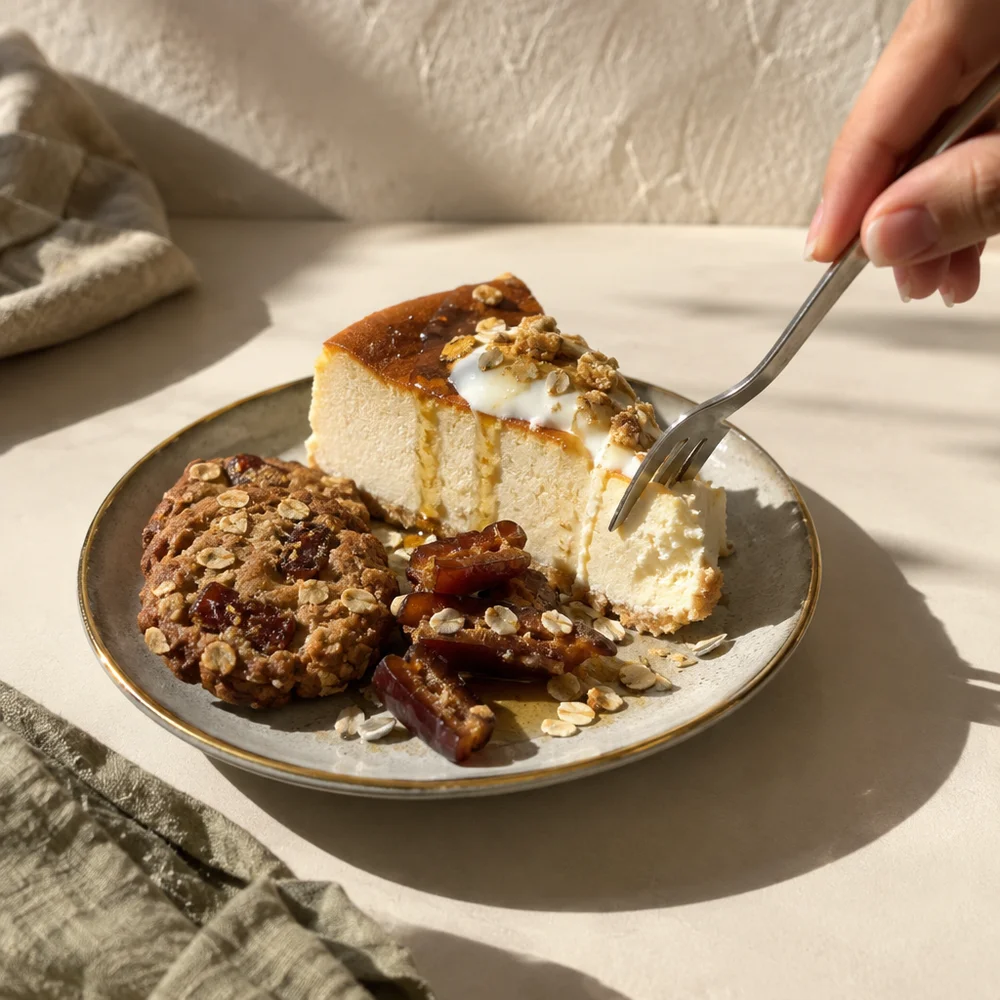 Skyr fridge cake with date oat cookies
