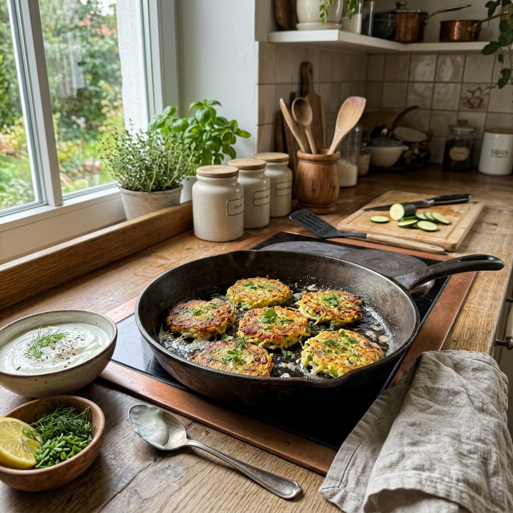 Pan-fried potato and courgette pancakes