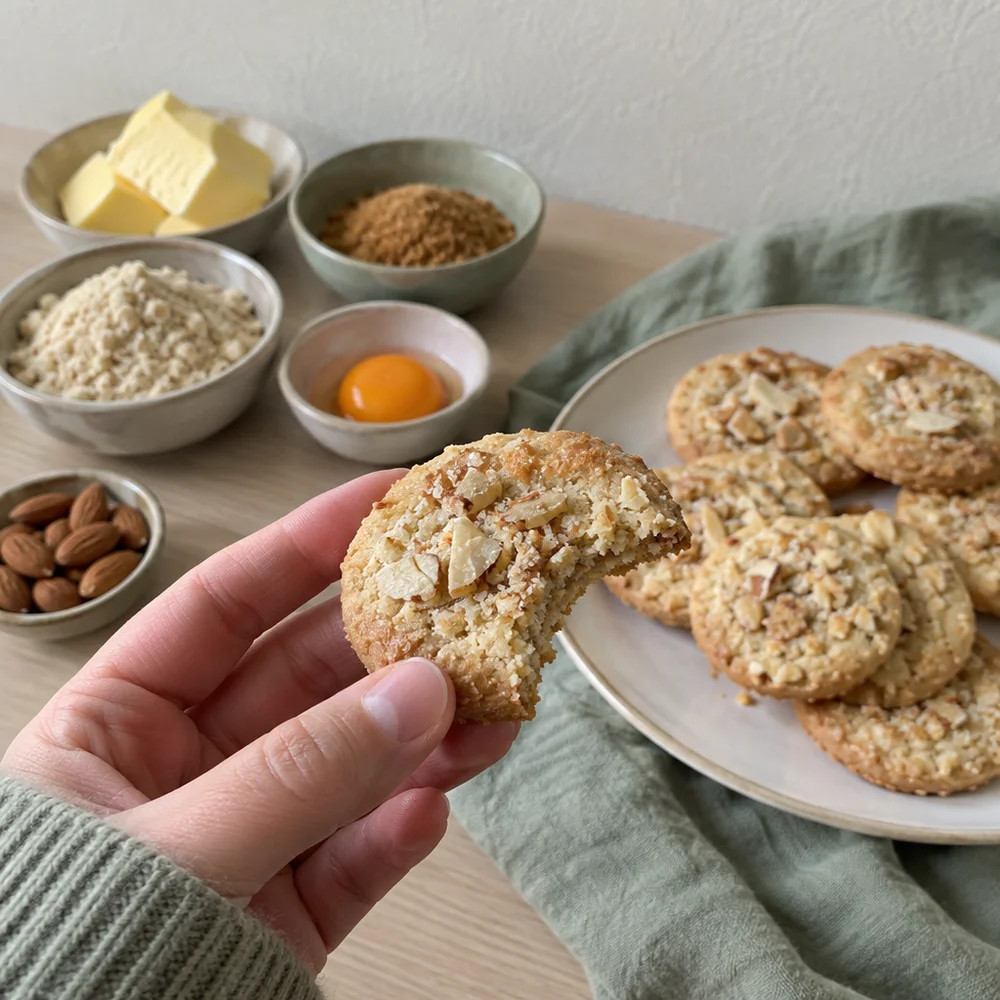 Heidesand (brown butter shortbread) with almonds