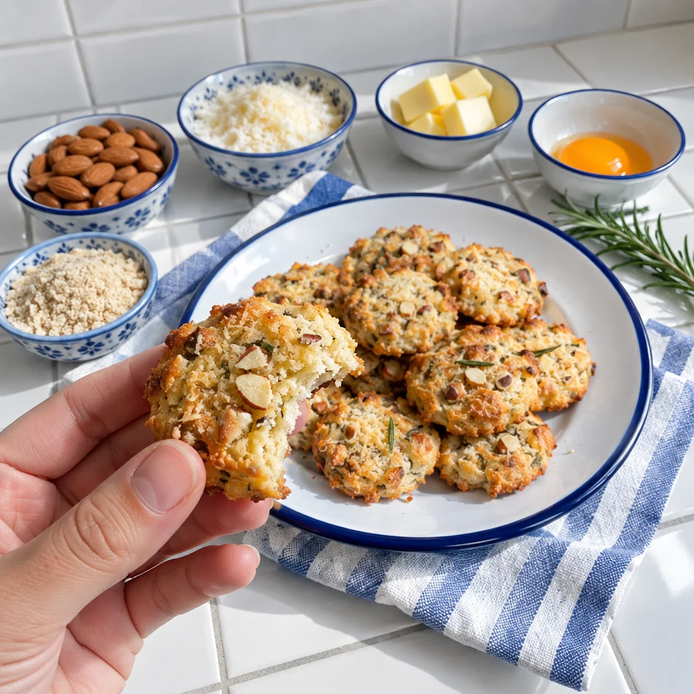 Keto cheese cookies with parmesan and rosemary
