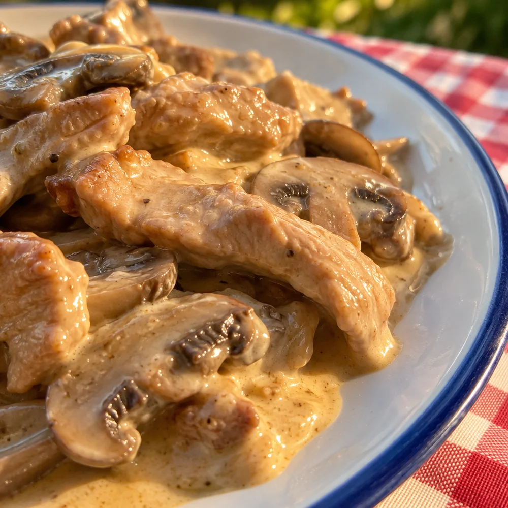 Keto creamy sliced veal