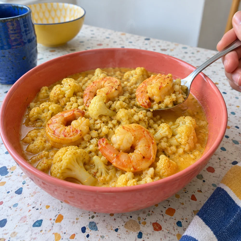 Coconut prawn curry with cauliflower rice