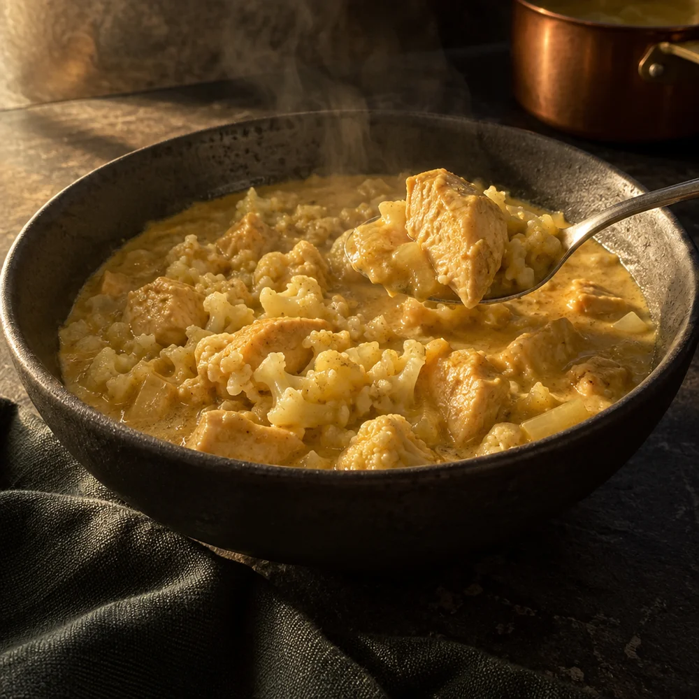 Keto coconut chicken curry with cauliflower rice