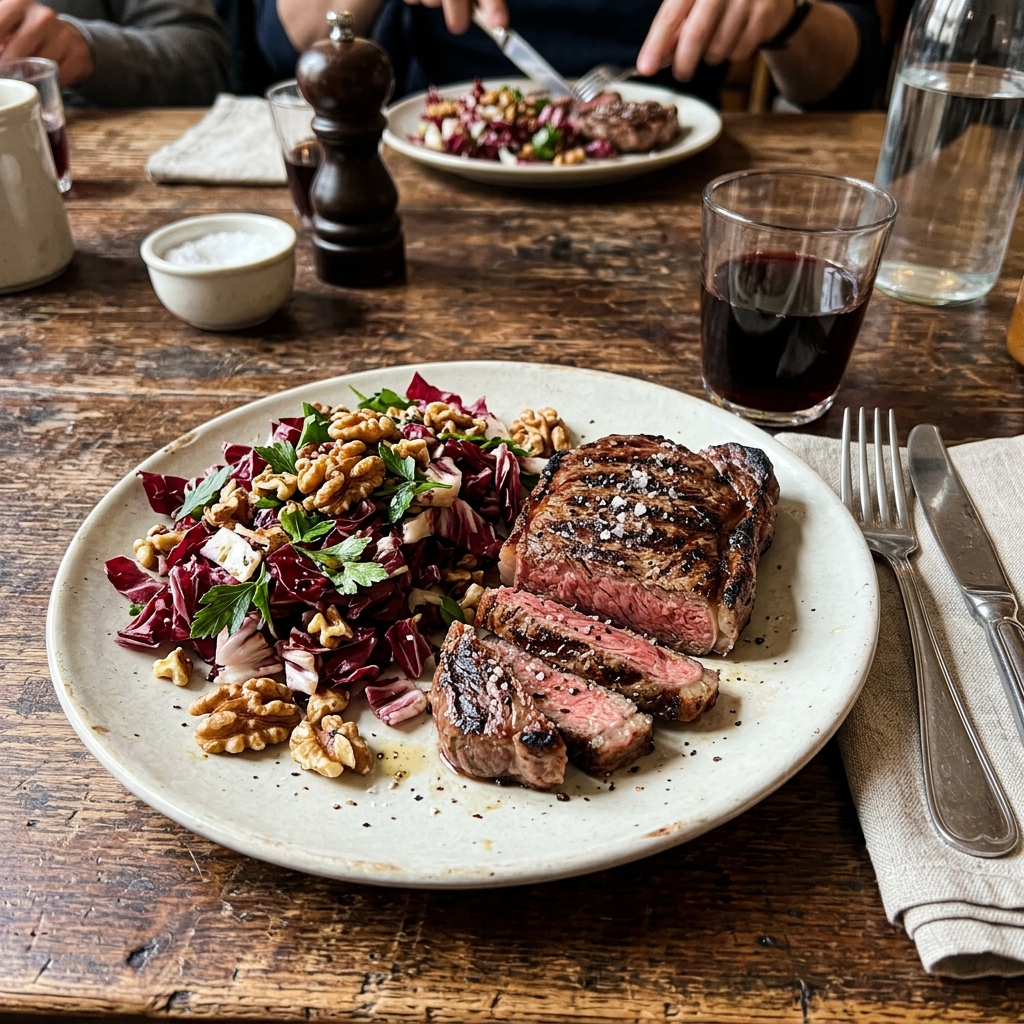 Keto sirloin steak with radicchio salad
