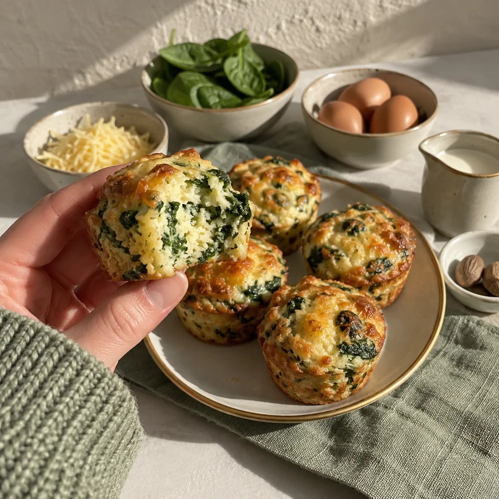 Keto spinach and cheese muffins