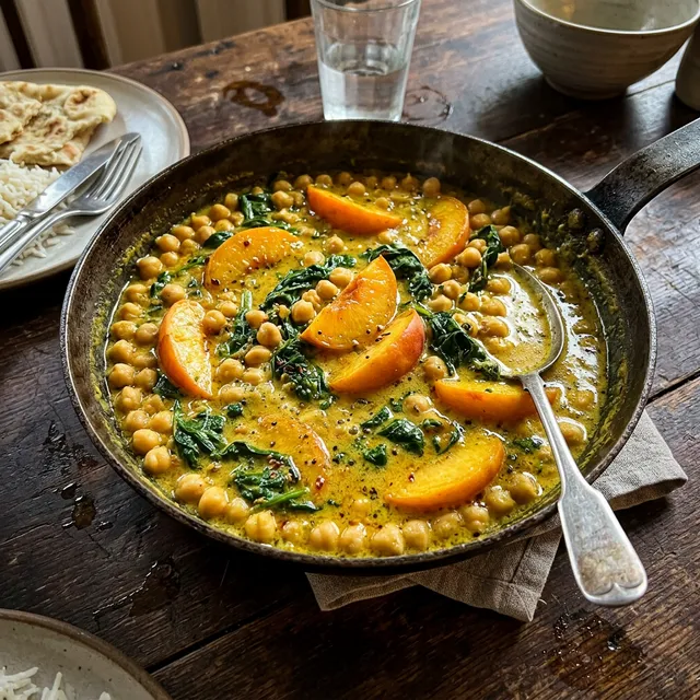 Vegan chickpea and peach curry