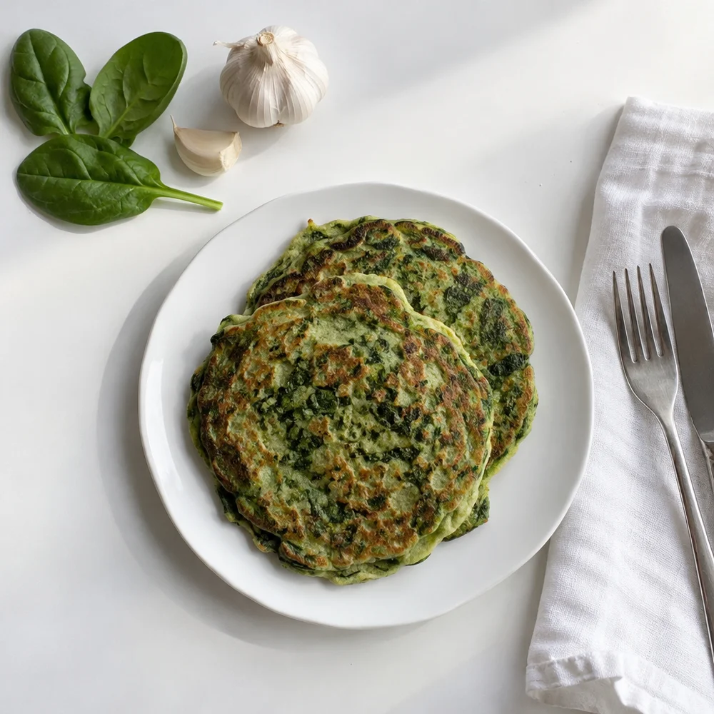 Spinach pancakes with garlic