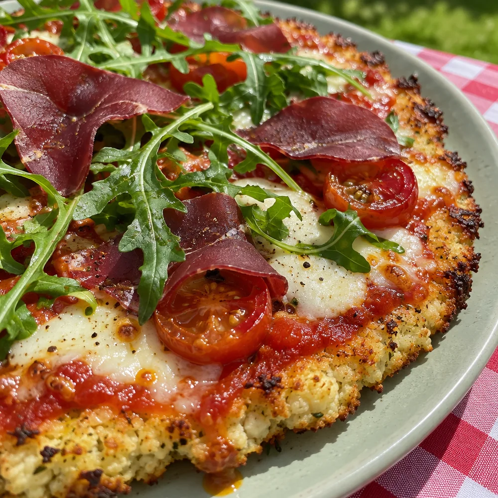 Crispy cauliflower pizza with bresaola