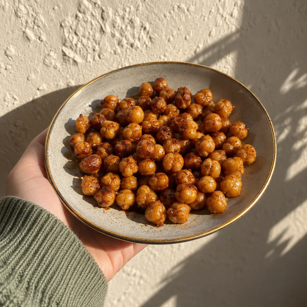 Vegan oven-roasted chickpea snack