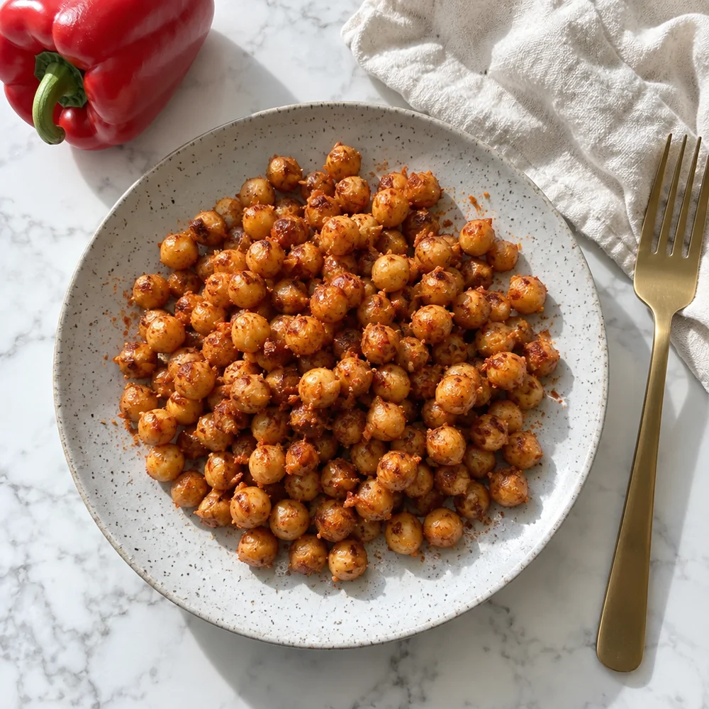 Vegan crispy oven-roasted chickpeas with paprika