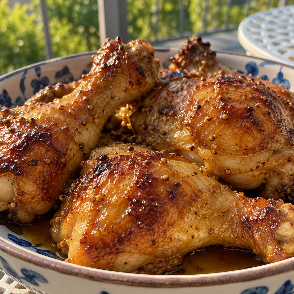 High-protein crispy oven-baked chicken with honey mustard glaze