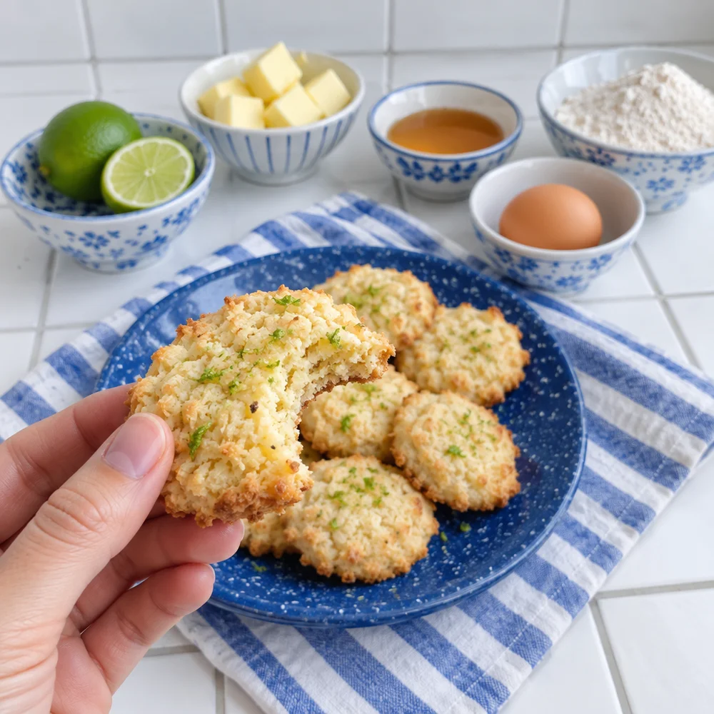 Coconut butter cookies with lime and honey
