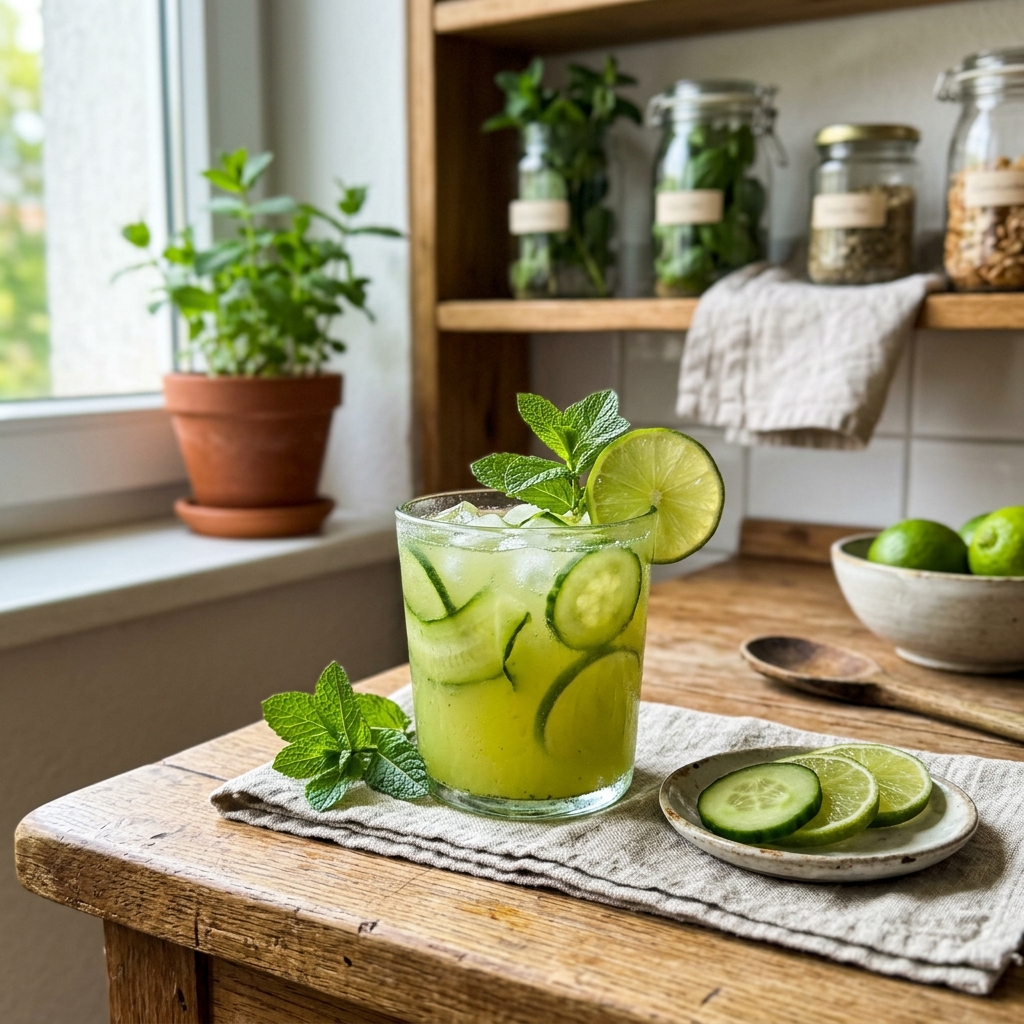 Vegan cool mint, cucumber and lime juice