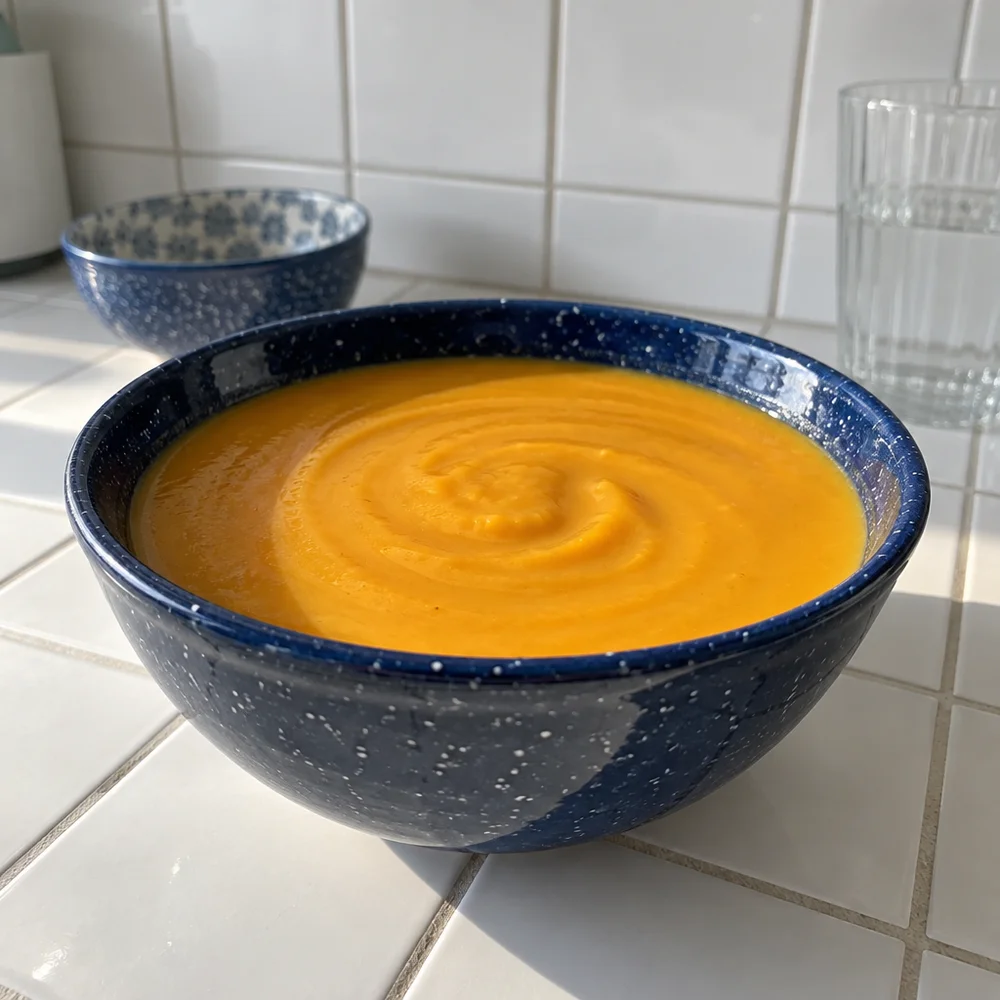Vegan creamy squash and sweet potato soup