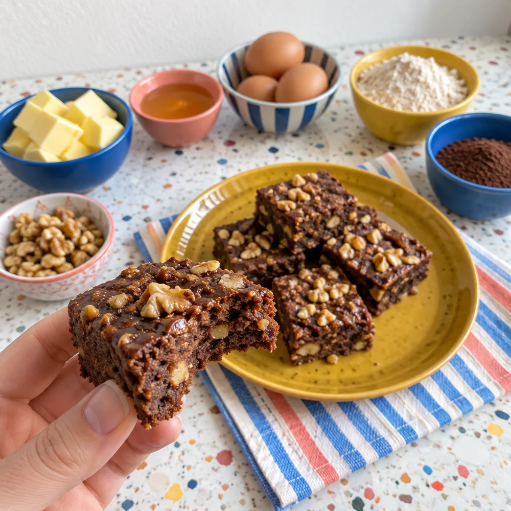 Lebkuchen brownies with walnuts and honey
