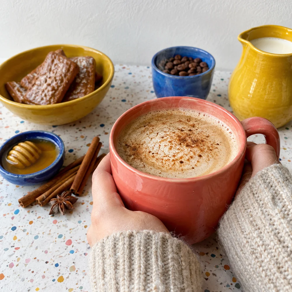 Gingerbread latte with espresso and honey
