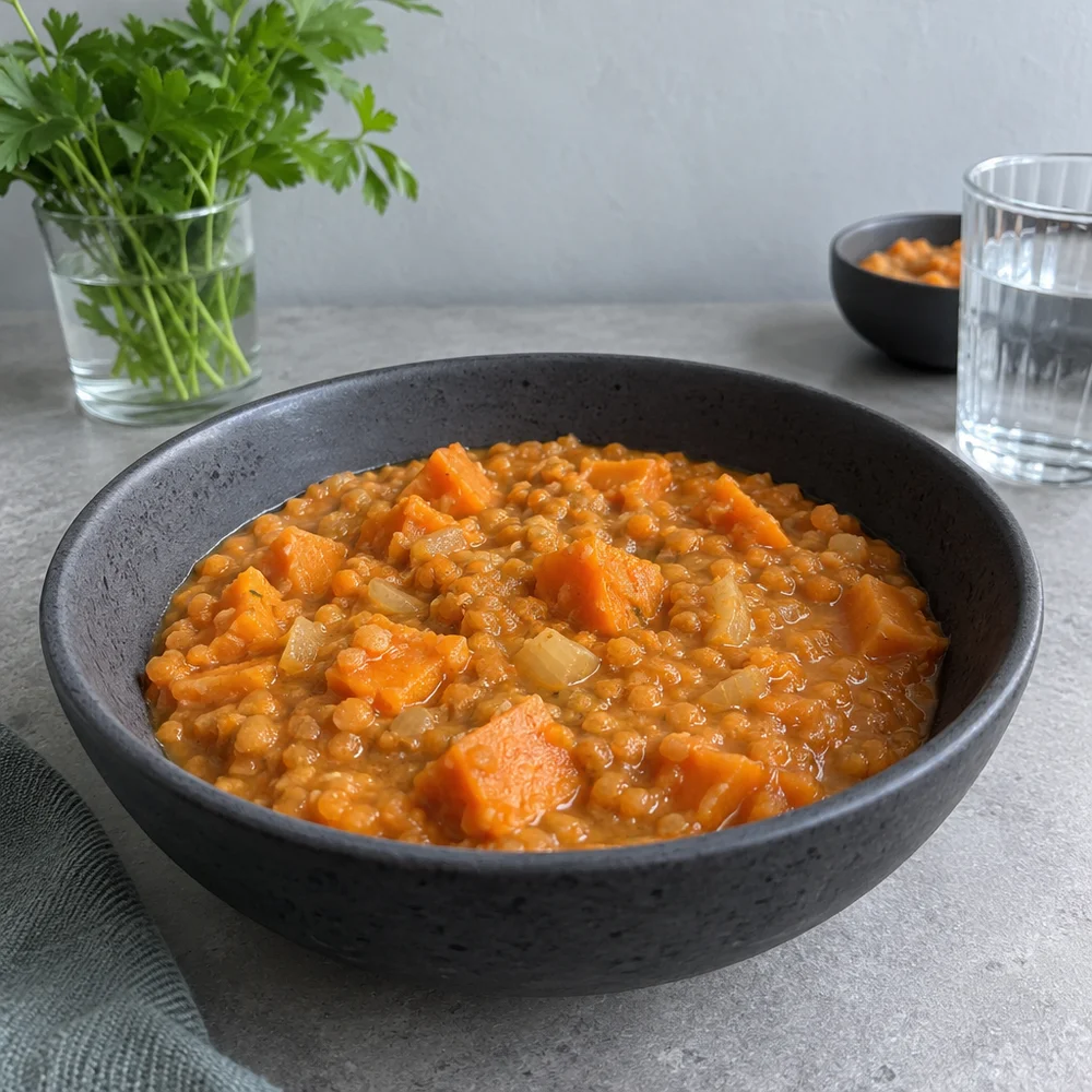 Vegan lentil and sweet potato stew