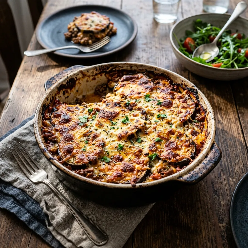 Low-carb aubergine lasagne with mozzarella