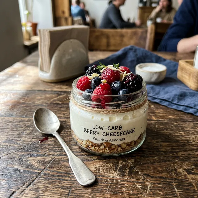 Low-carb berry cheesecake in a glass