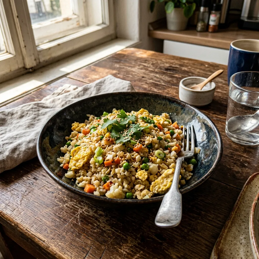 Low-carb cauliflower fried rice with egg