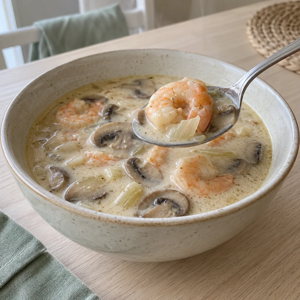 Low-carb prawn and coconut soup (tom kha)