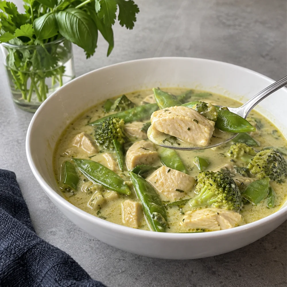 Low-carb green Thai curry with chicken