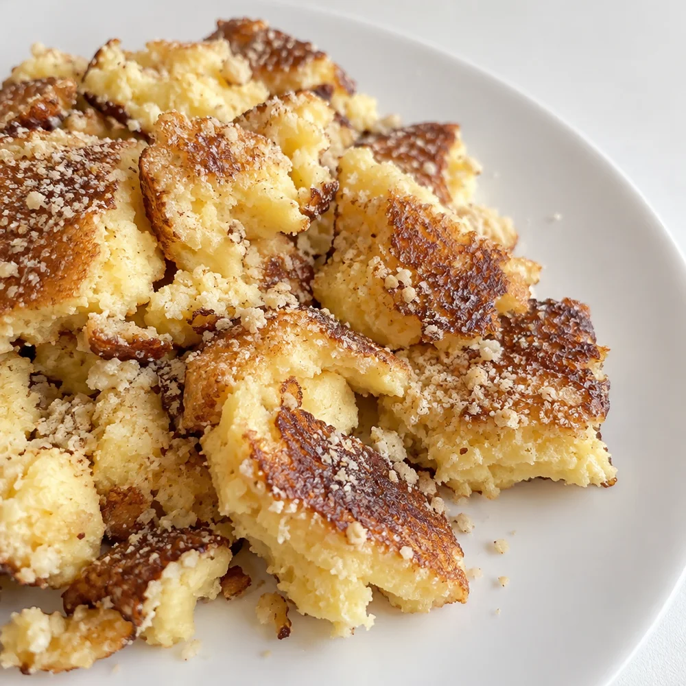 Low-carb Kaiserschmarrn (shredded pancake) with almond flour
