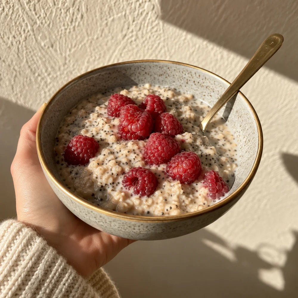 Almond and raspberry porridge