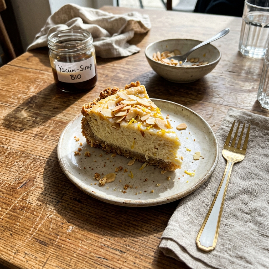 Low-carb almond lemon cheesecake