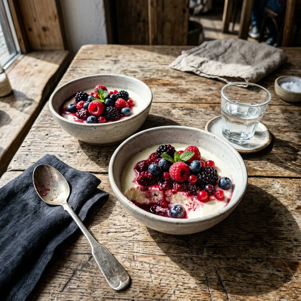 Low-carb mascarpone panna cotta with berries