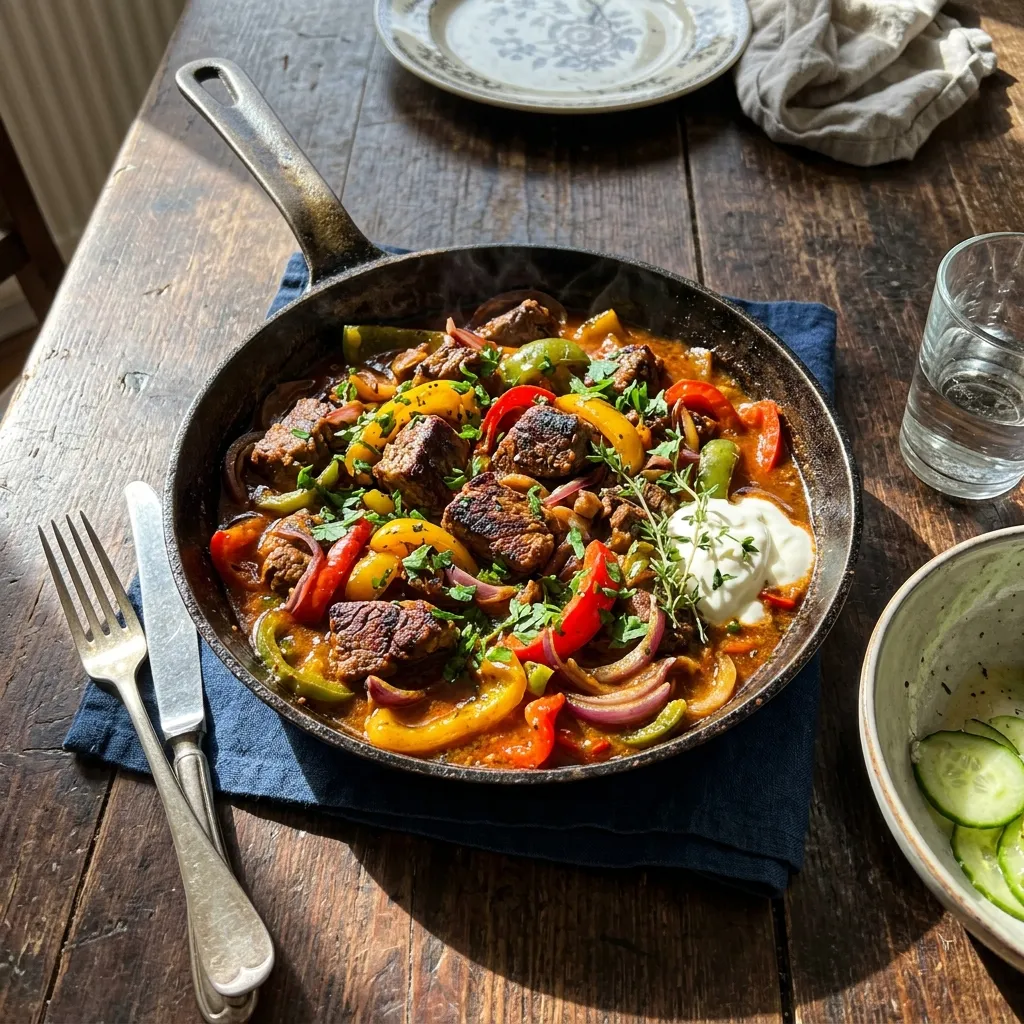Low-carb pepper pan with beef