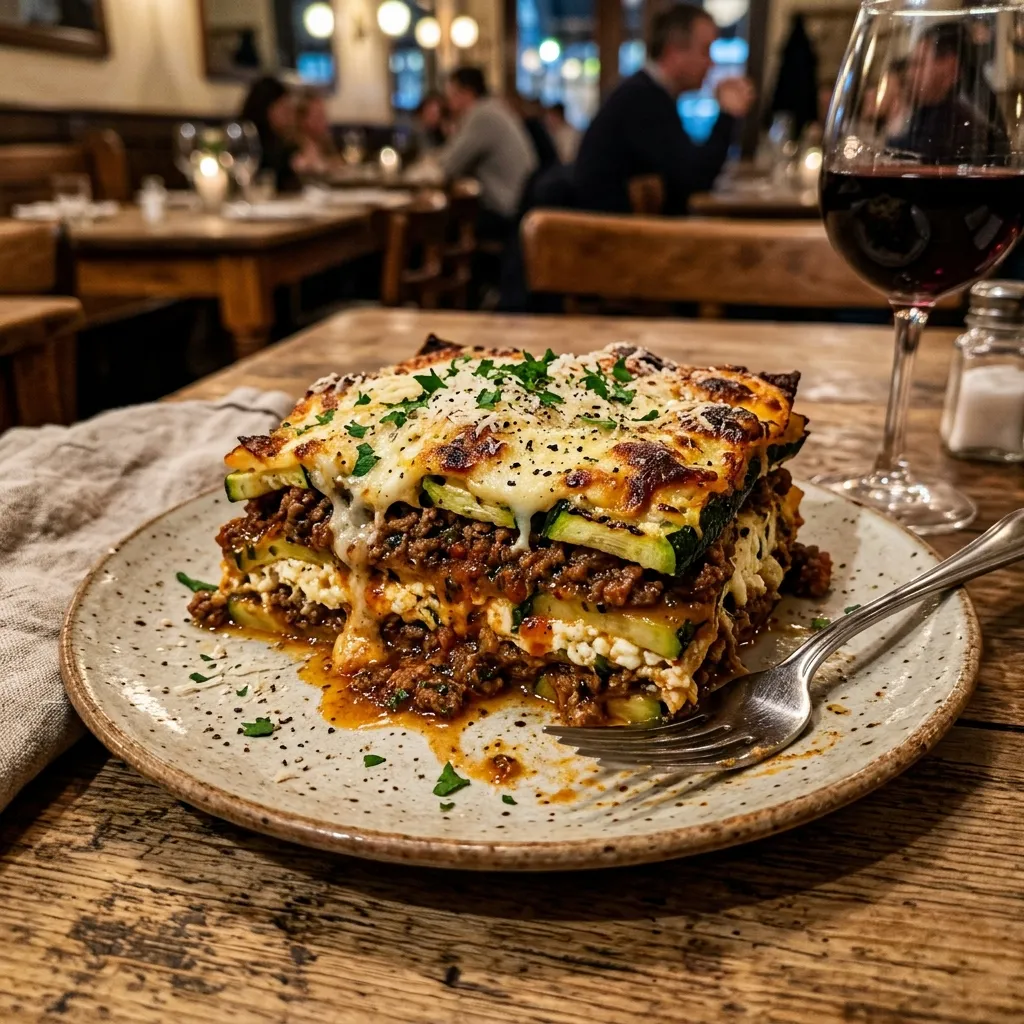 Low-carb protein lasagne with cottage cheese