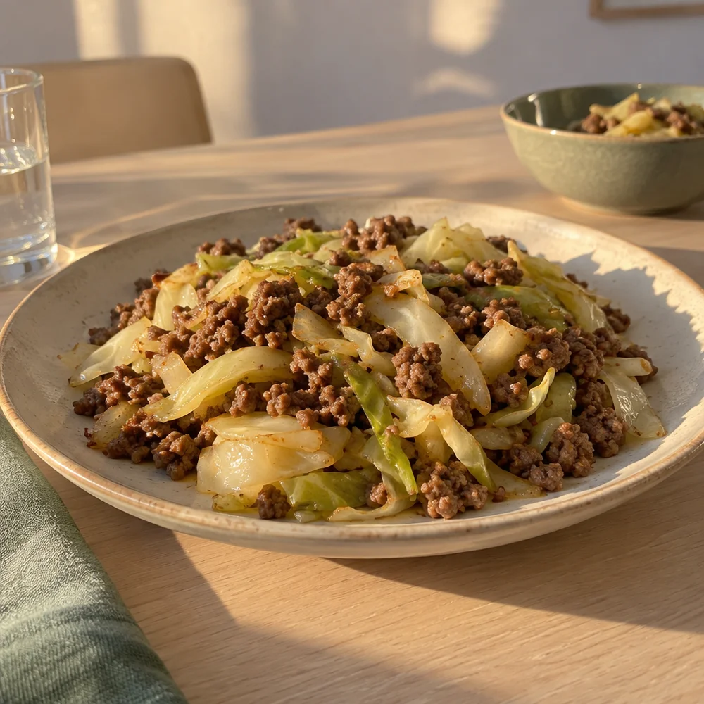 Low-carb beef mince and white cabbage pan-fry