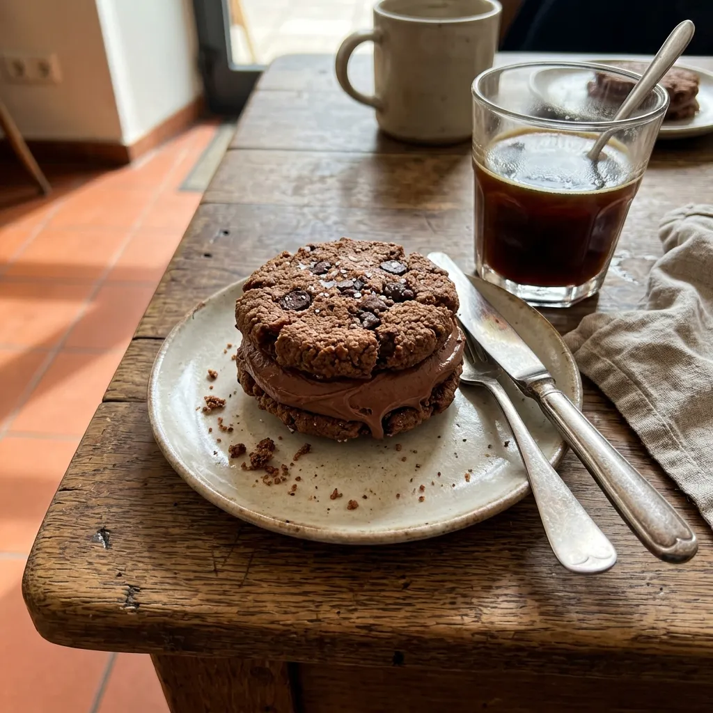 Low-carb chocolate cookie sandwiches