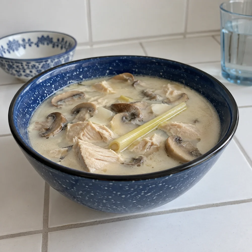 Low-carb Thai chicken and coconut soup (tom kha gai)