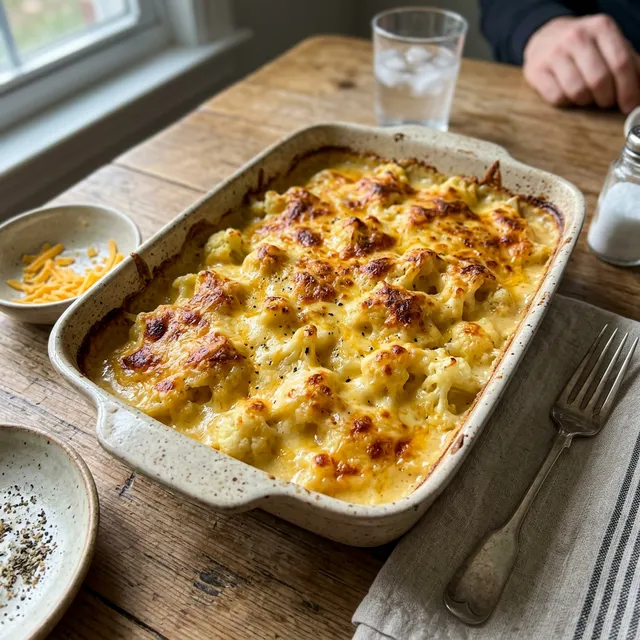 Low-carb cauliflower macaroni and cheese