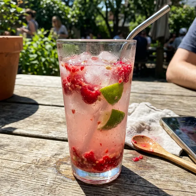 Vegan raspberry coconut water refresher