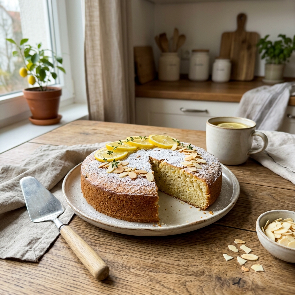 Fluffy lemon almond cake without flour