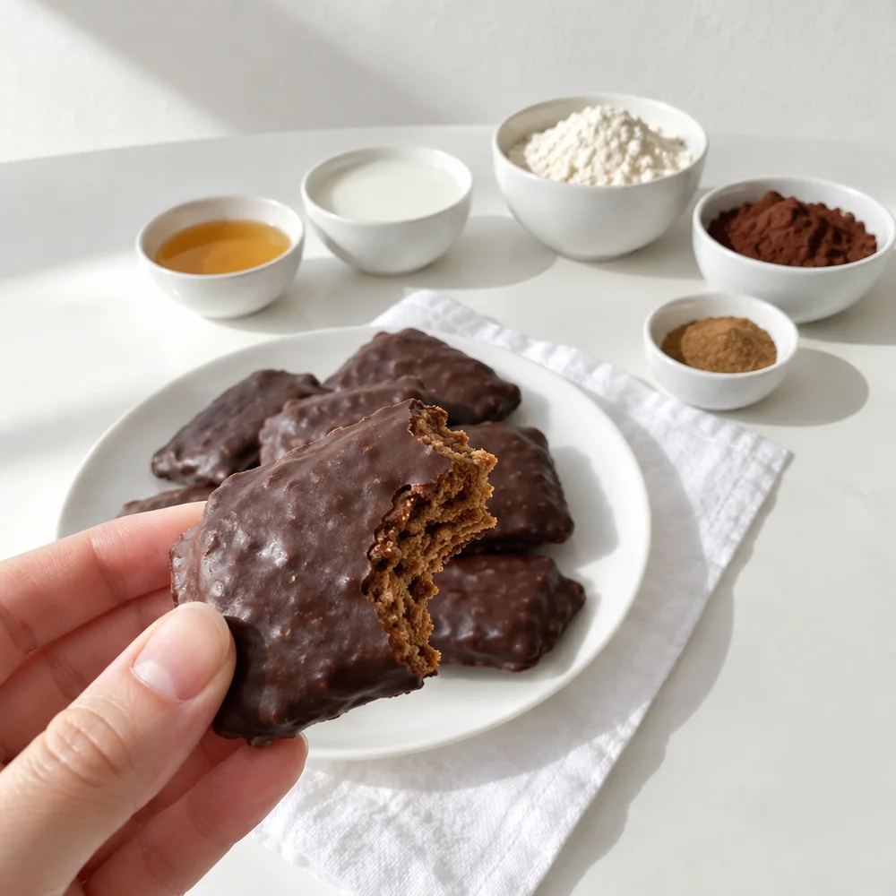 Magenbrot (glazed gingerbread bites) with gingerbread spice and cocoa glaze