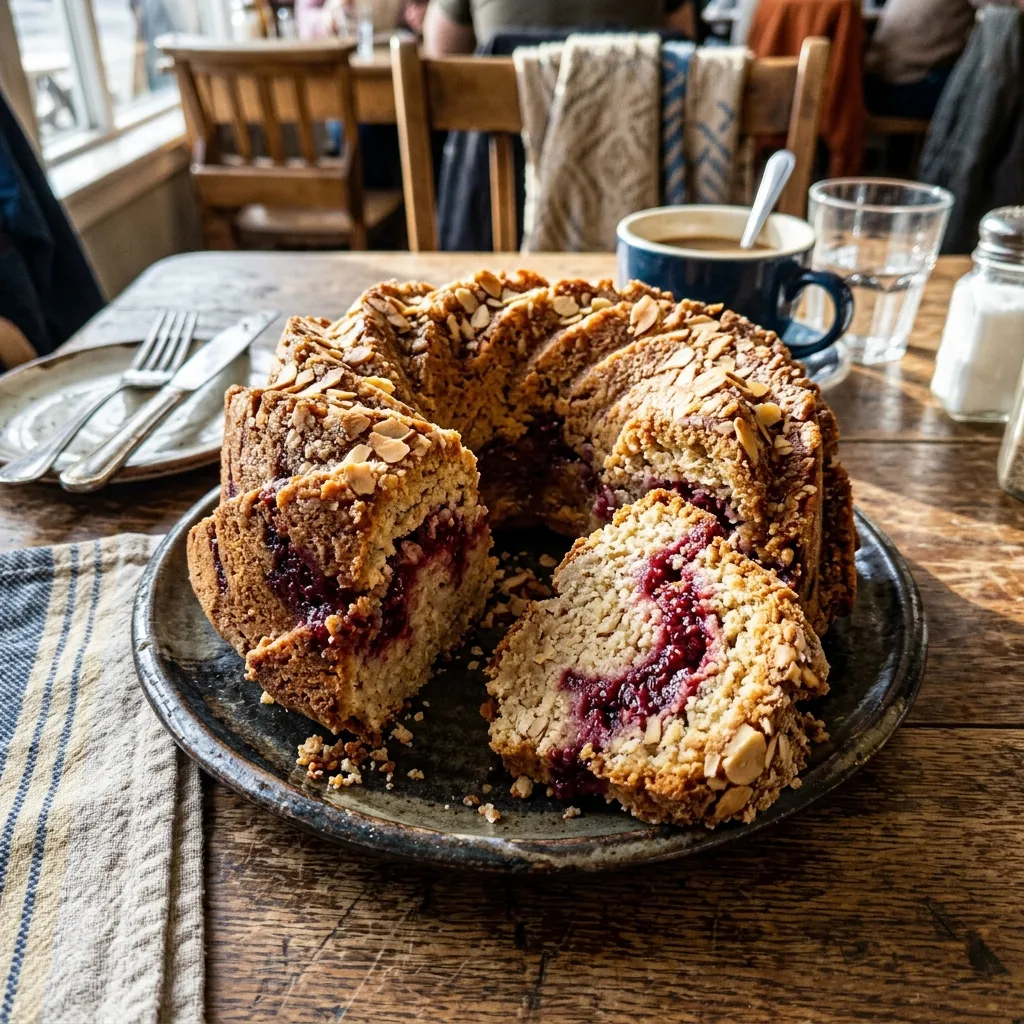 Almond cake with raspberry filling