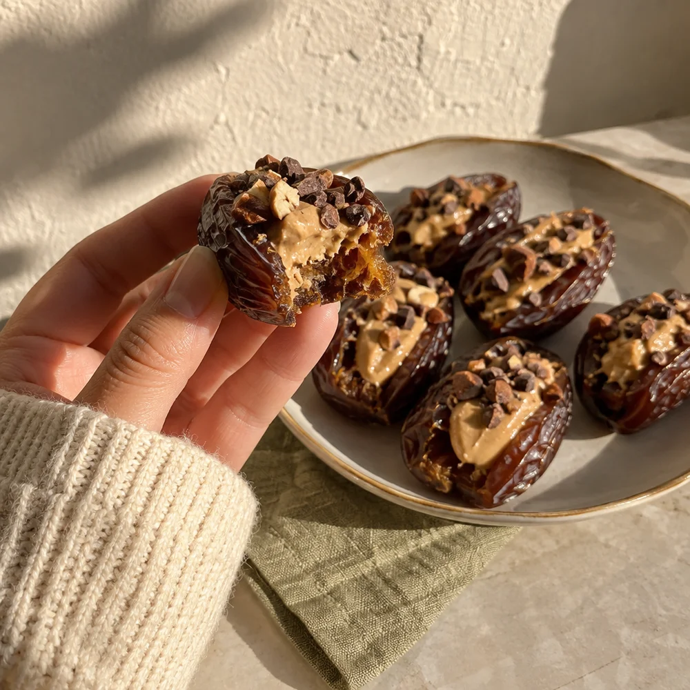 Vegan almond butter date bites
