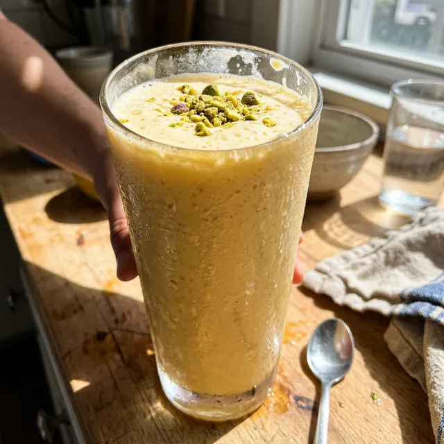 Mango lassi sweetened only with fruit