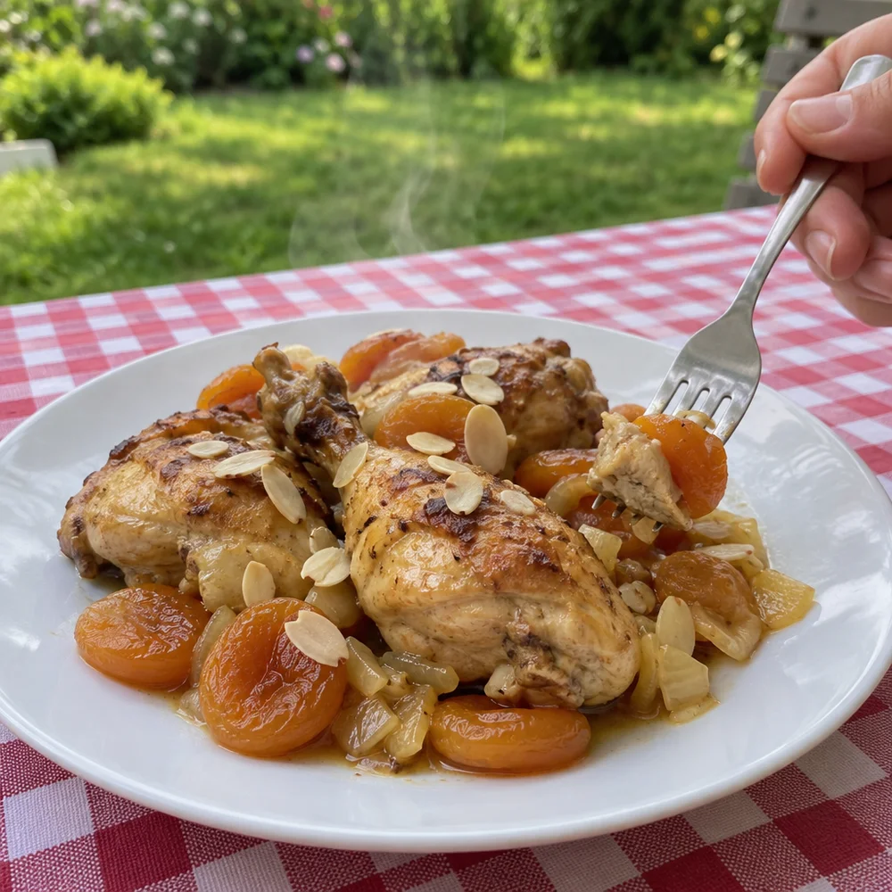 Moroccan chicken with apricots and almonds