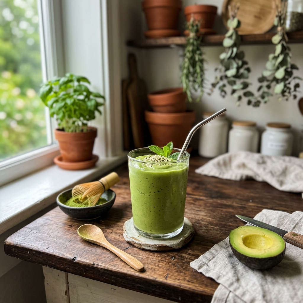 Matcha and avocado smoothie