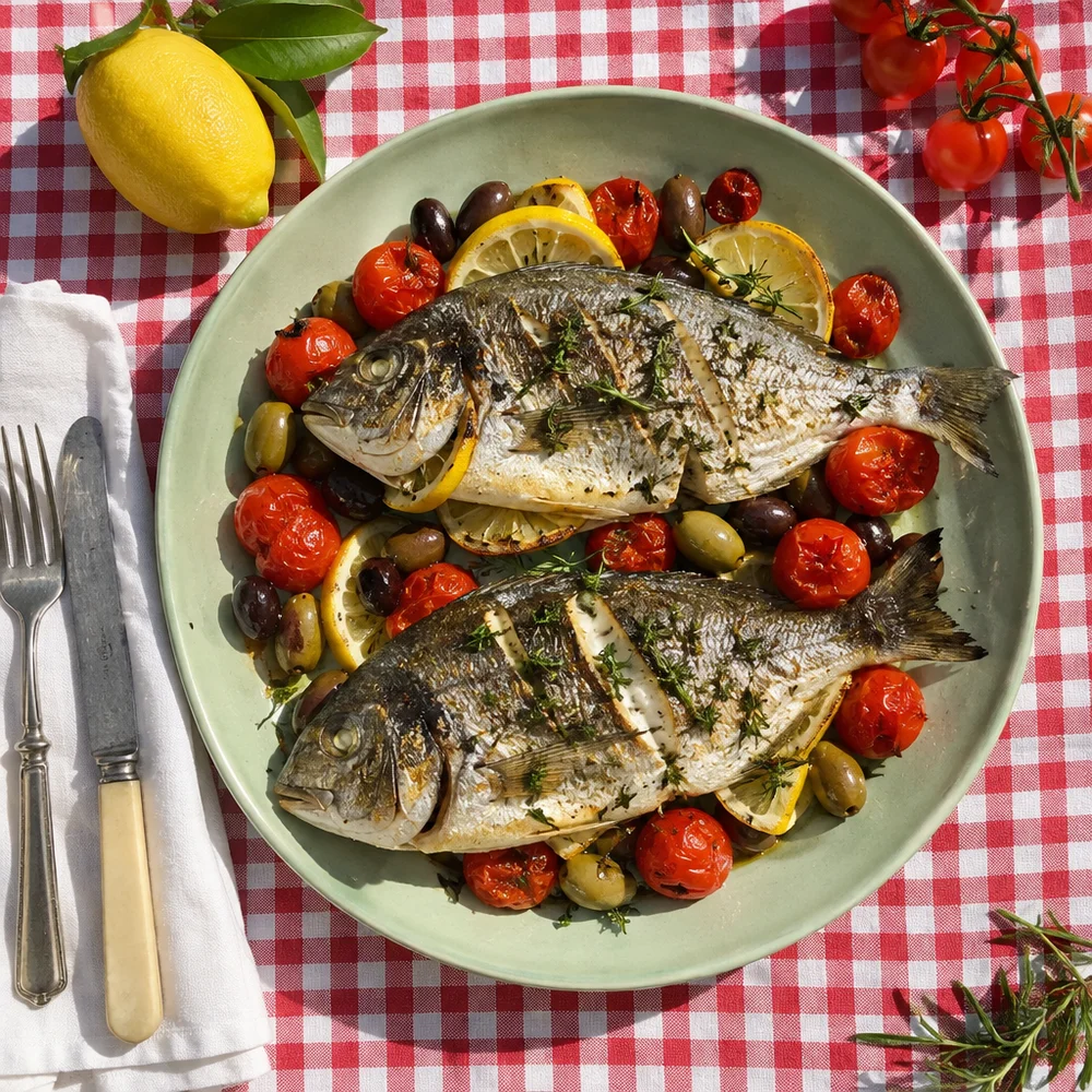Mediterranean oven-baked sea bream