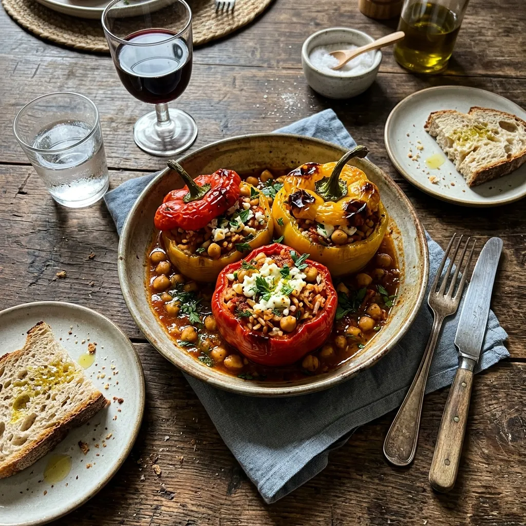 Mediterranean stuffed peppers with chickpeas