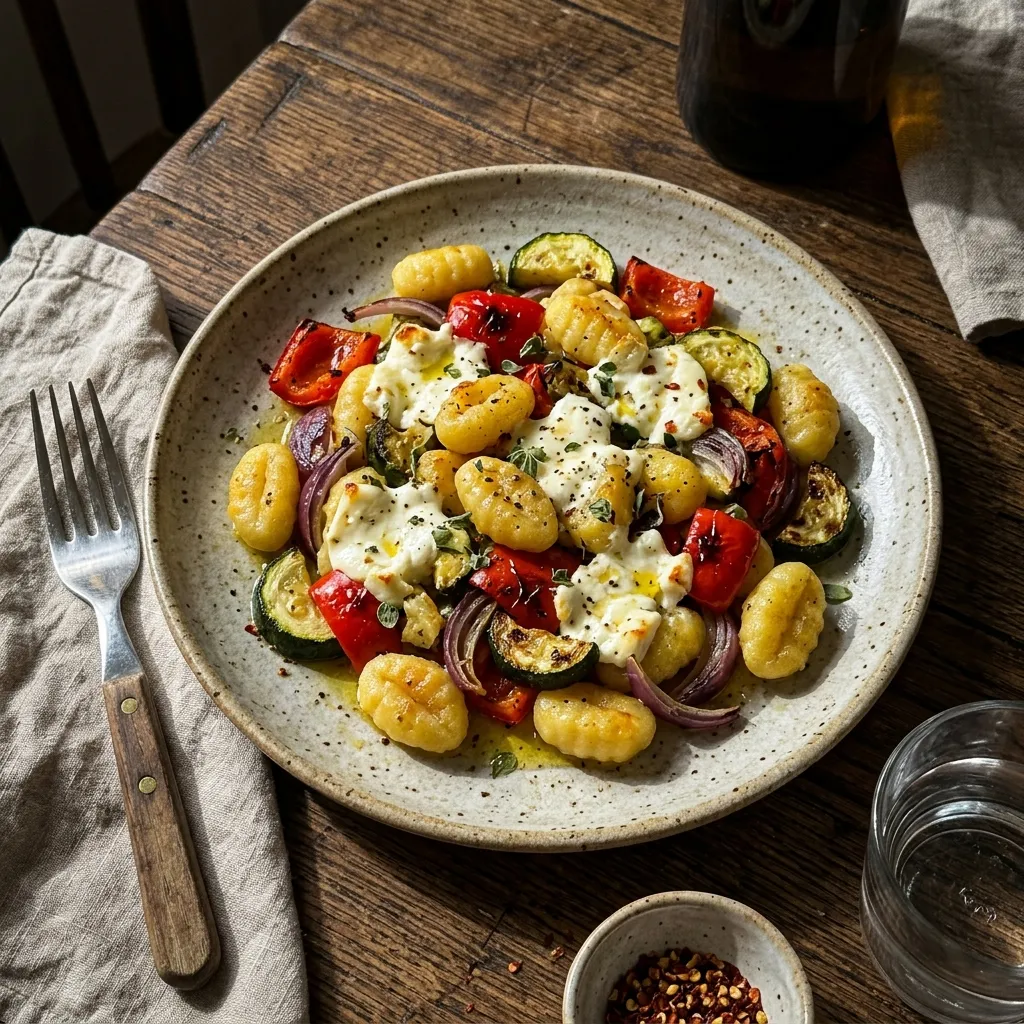 Mediterranean roast veg gnocchi with feta